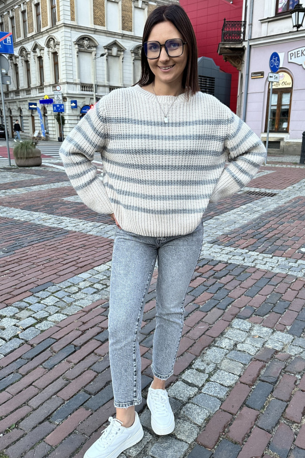 SWETER CAROLINE SZARE PASKI 3