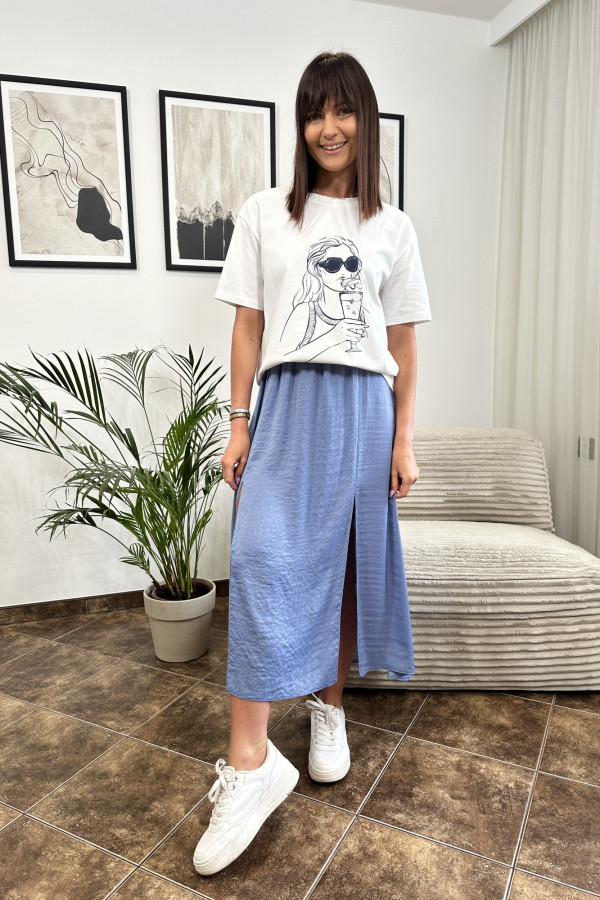 T-SHIRT BAWEŁNIANY GIRL NIEBIESKO-BIAŁY 7