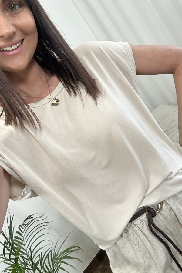 T-SHIRT BAWEŁNIANY BASIC ECRU