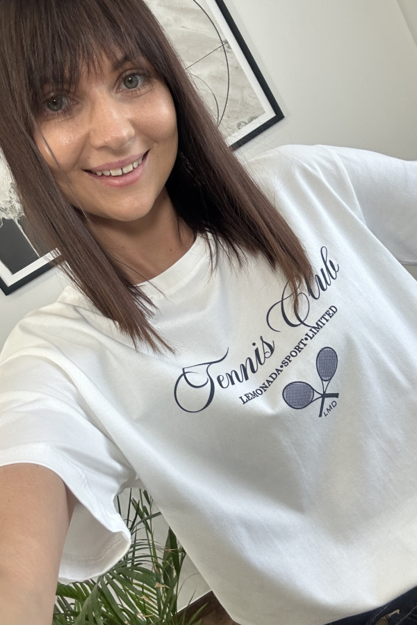 T-SHIRT BAWEŁNIANY TENNIS CLUB BIAŁY