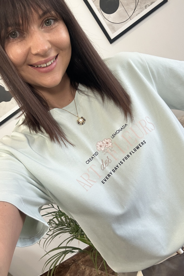 T-SHIRT BAWEŁNIANY ART DES FLEURS MATCHA