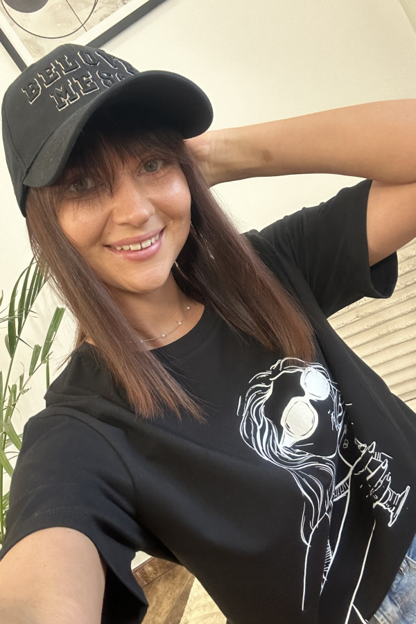 T-SHIRT BAWEŁNIANY GIRL CZARNO-BIAŁY