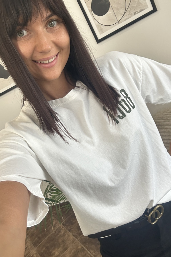 T-SHIRT BAWEŁNIANY 1968 BIAŁY