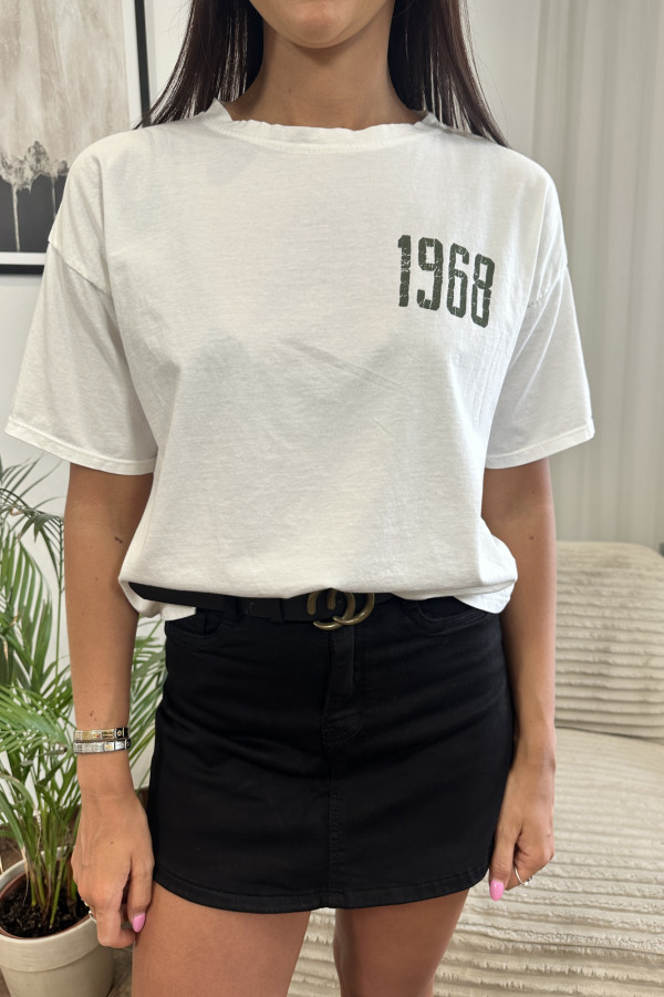 T-SHIRT BAWEŁNIANY 1968 BIAŁY 1