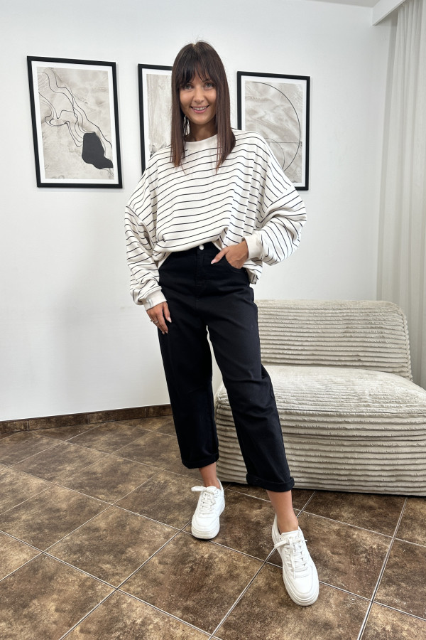 BLUZA TORI KOKOS CZARNE PASKI