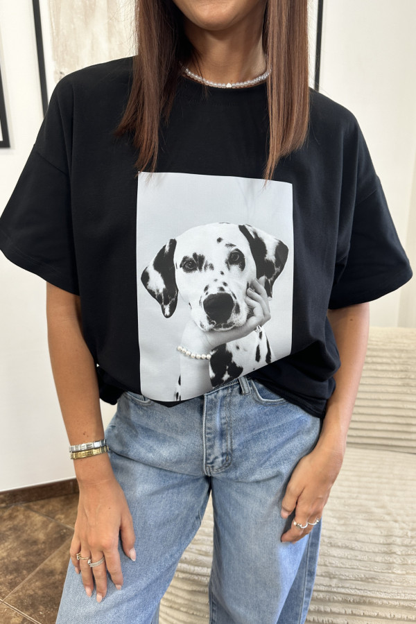 T-SHIRT LEO CZARNY PERŁY