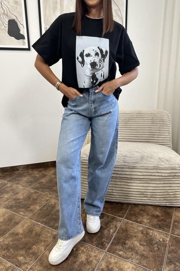 T-SHIRT LEO CZARNY PERŁY 2