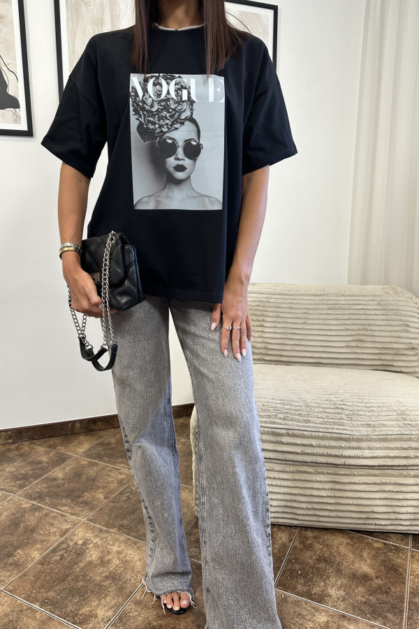 T-SHIRT VOGUE CZARNY