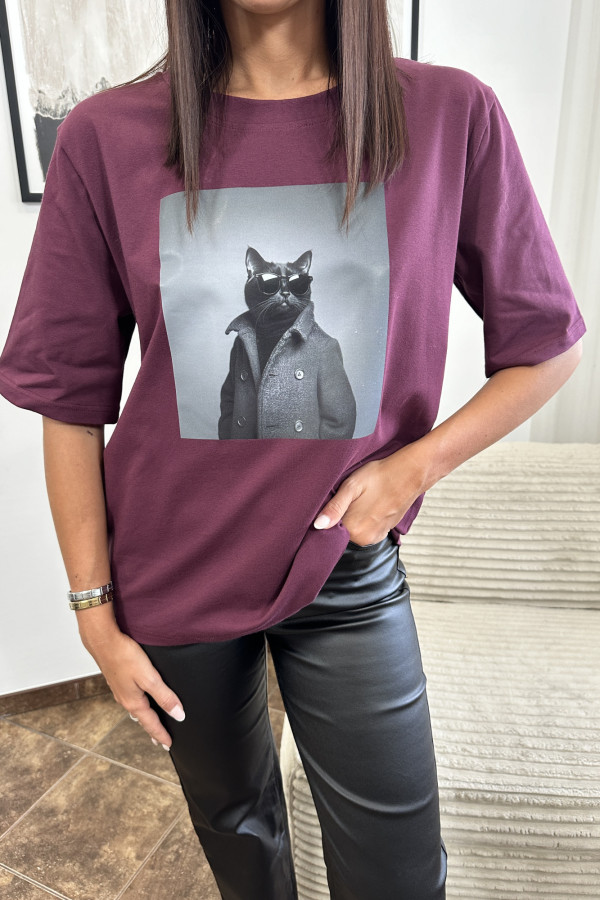 T-SHIRT CAT FIOLETOWY 2