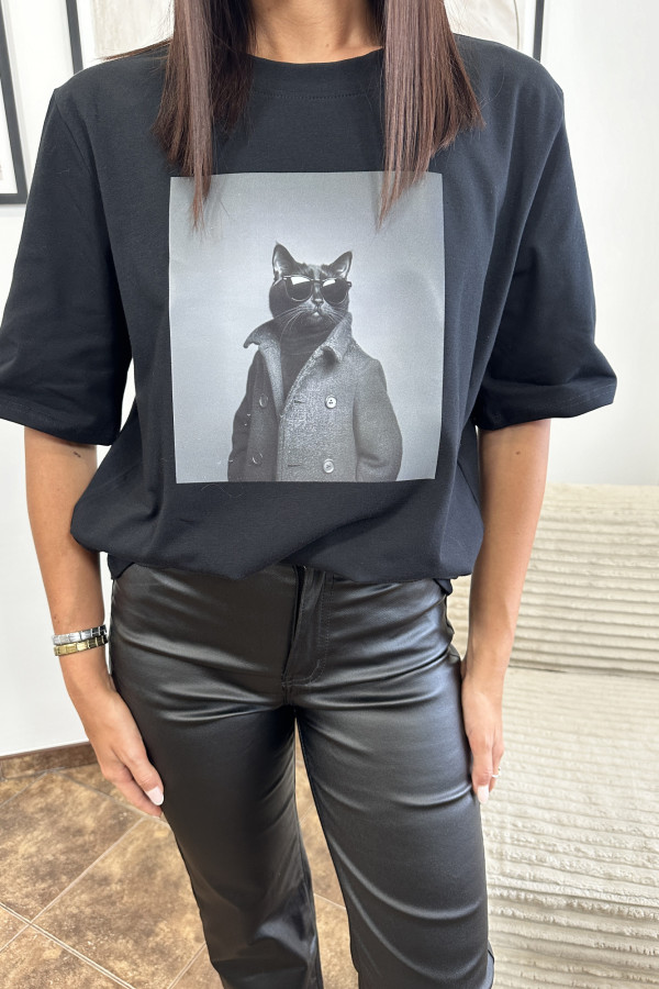 T-SHIRT CAT CZARNY 6