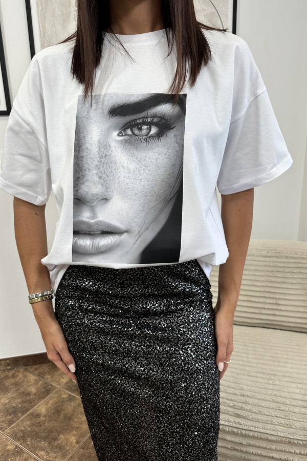 T-SHIRT EYES BIAŁY