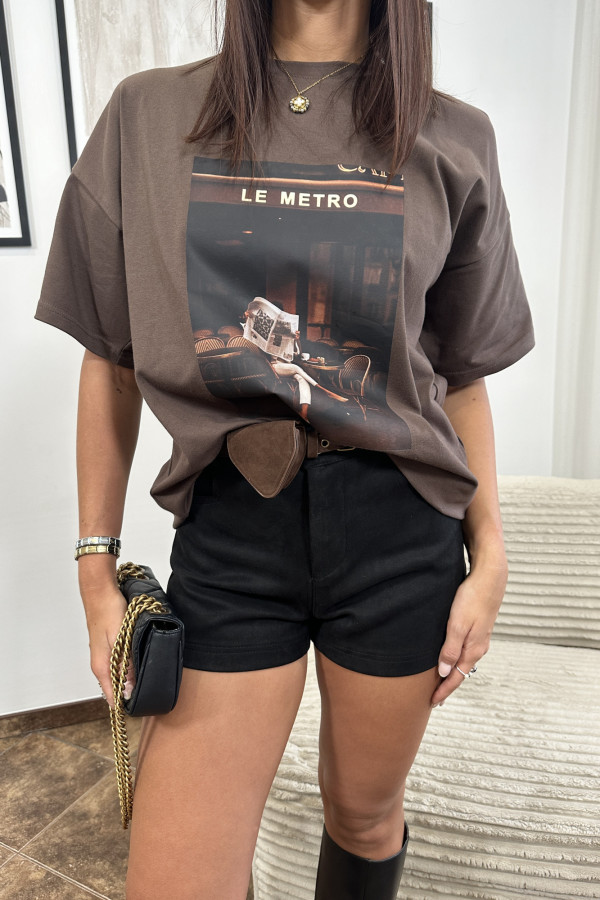 T-SHIRT LE METRO BRĄZOWY
