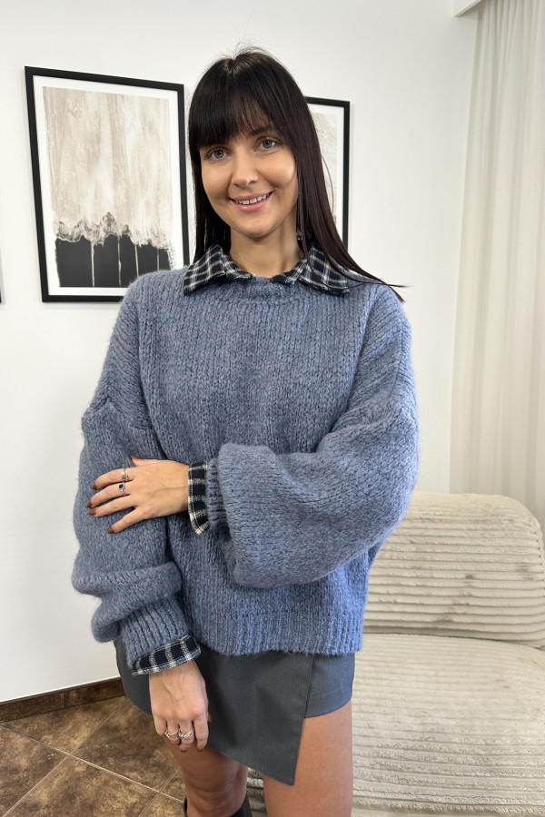 KOSZULA FASHION W KRATĘ GRANATOWO-NIEBIESKA 10