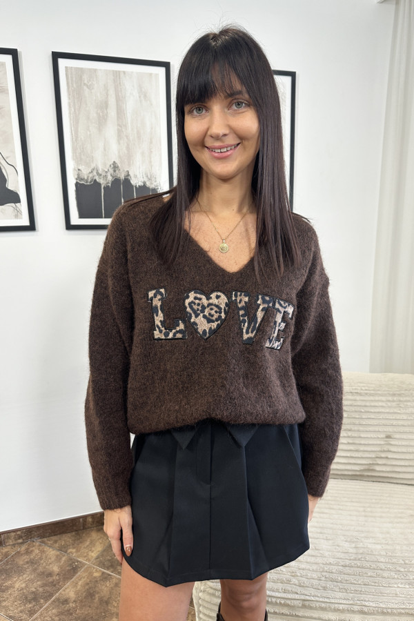 SWETEREK LOVE BRĄZOWY 3